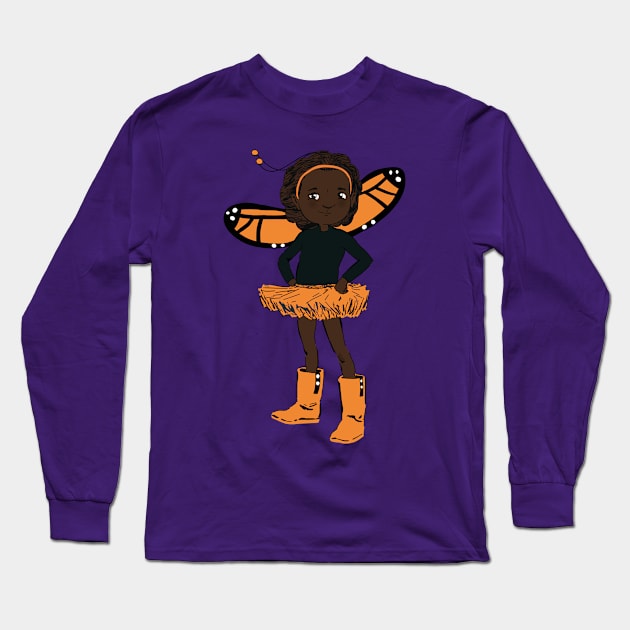 Monarch Butterfly Girl Long Sleeve T-Shirt by GoneawayGames